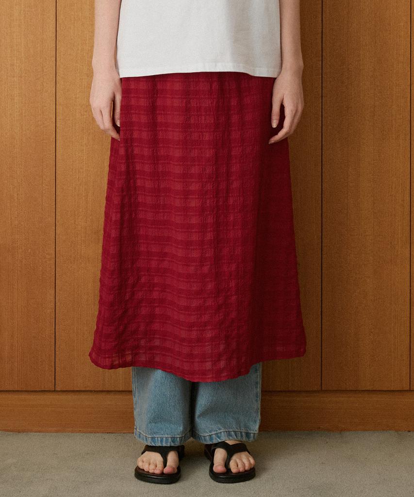 Banwonateullie P3298 Maxi Check Skirt_Red