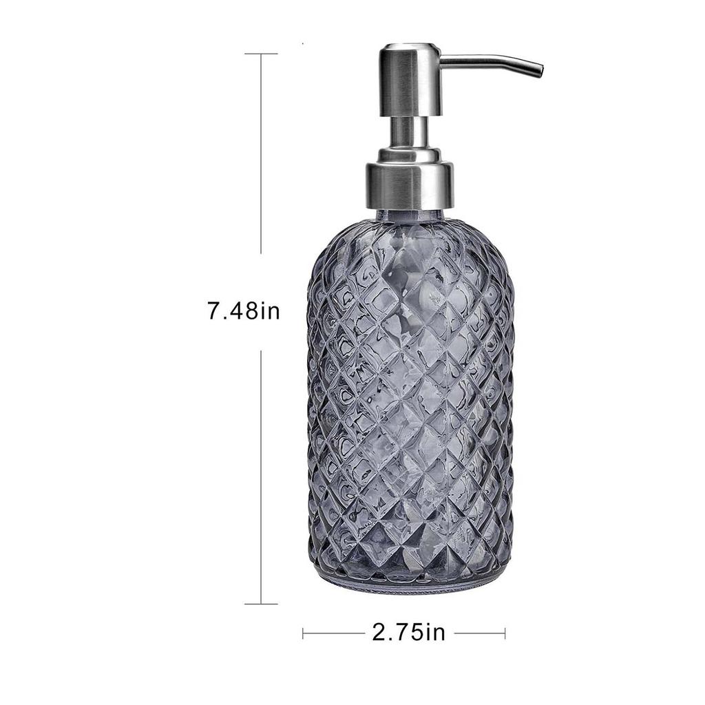 Glass Soap Dispenser Maual Liquid Soap Dispenser Bottle Refillable with 304 Stainless Steel Pump for Laundry Hotel Kitchen