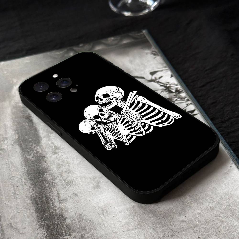 

Skeleton Skull Phone Case Black Silicone Soft Shell For IPhone 17 16 15 14 13 12 11 Air Pro Max Plus Hot Sale iphone 13 mini