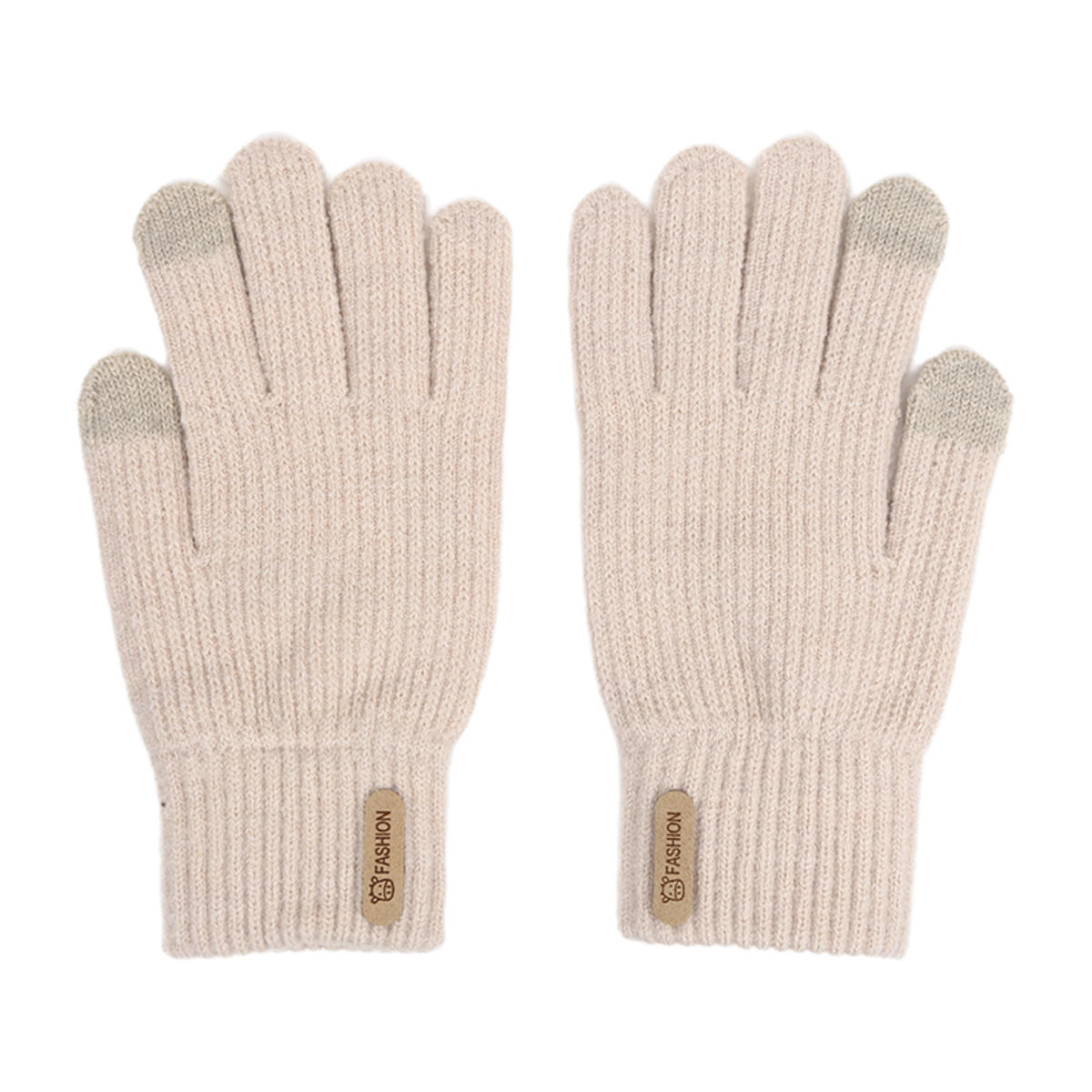 

Флисовые полосатые термоперчатки, вязаные, утолщенные, осенне-зимние, теплые, холодостойкие, ветрозащитные перчатки с разделенными пальцами one size бежевый