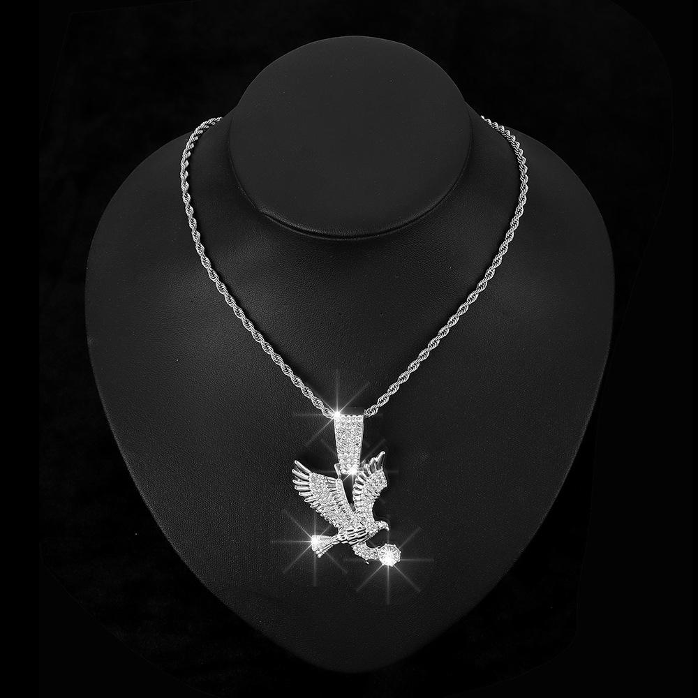 Hip Hop Street Animal Necklace, European and American Men's Cuban Chain Decoration, Personalized Alloy Eagle Pendant