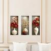 3 Sheets 3D Flower Vase Wall Stickers Faux Floral Wall Decals Peel And Stick Wall Art Mural for Living Room Bedroom Office Home Decor
