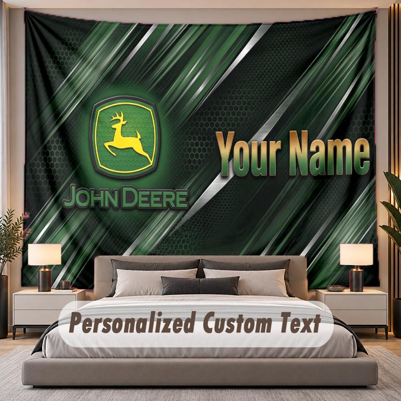 Benutzerdefiniertes Namens-Text-Wandteppich John Deere Personalisierter Polyester-Wandteppich für Schlafzimmer und Zimmer