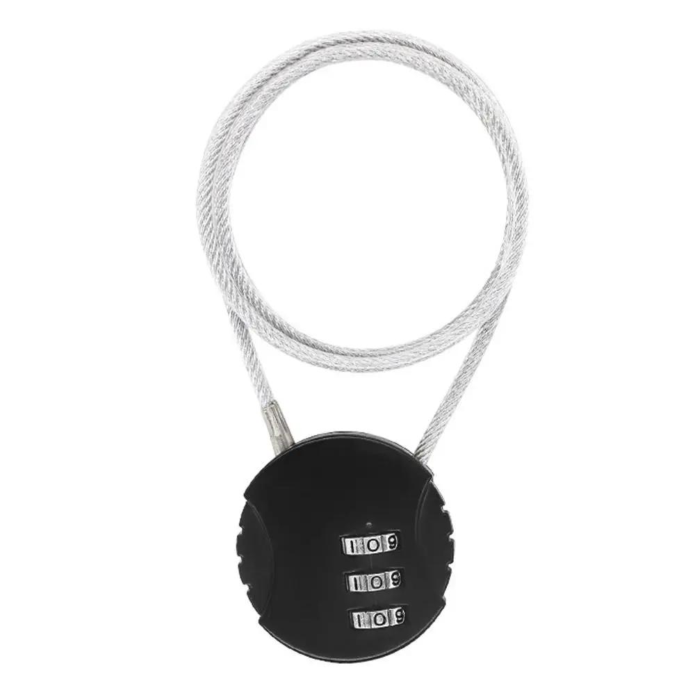 

Zinc Alloy Motorcycle Helmet Lock Anti-theft Digit Padlock Wire Rope Padlock Smart Combination Lock Code Security Lock чёрный