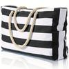 Fashionable Striped Canvas Beach Backpack, Beach Bag, Large Capacity Portable Storage Bag, Shoulder Bag.