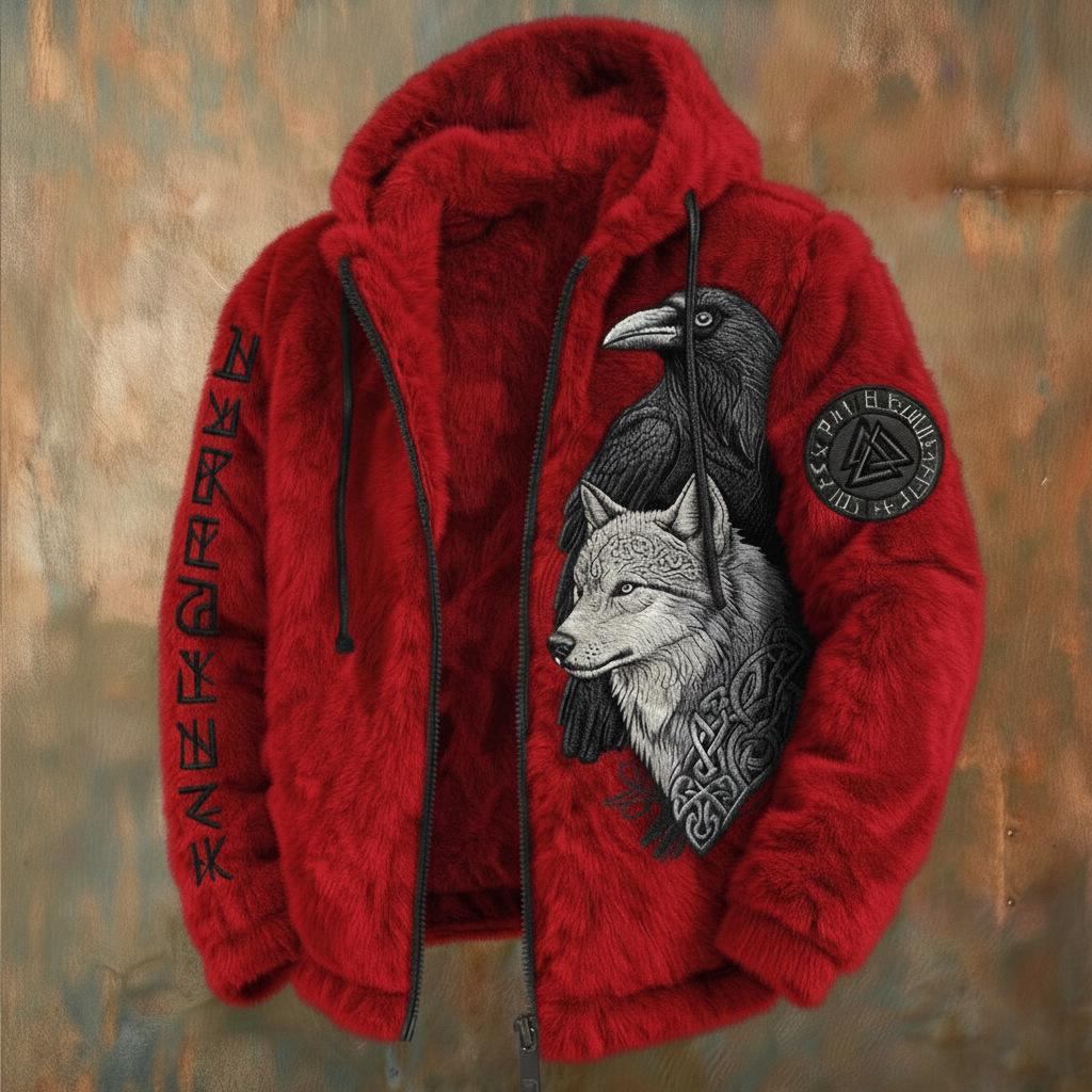 Men's 3D Print Flannel Hooded Zipper Cardigan: Winter Warm Fashion Sweatshirt