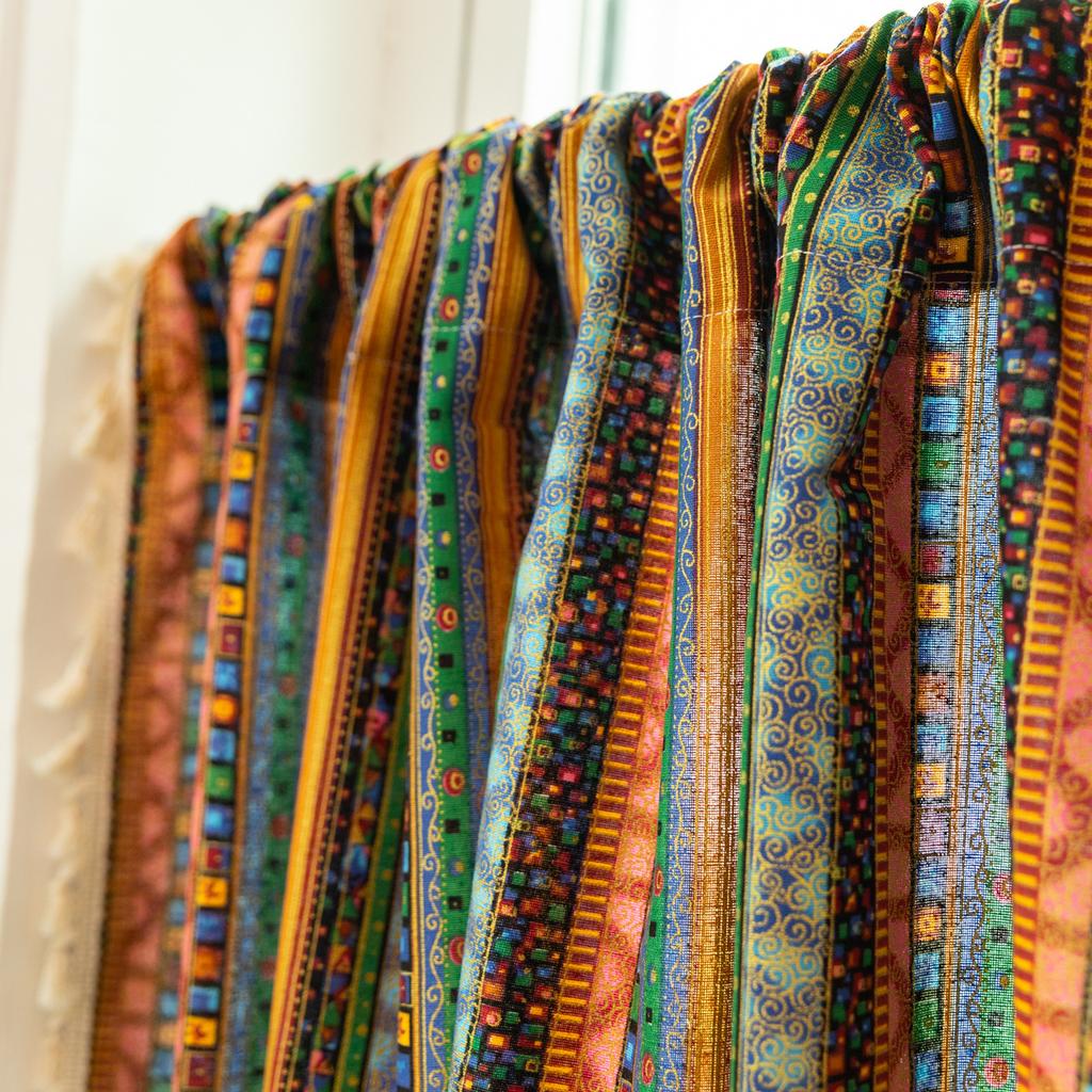 American Cotton And Linen Printed Curtains Finished Non-Punching Rural Kitchen Hanging Curtains Colored Fringed Coffee Short Curtains