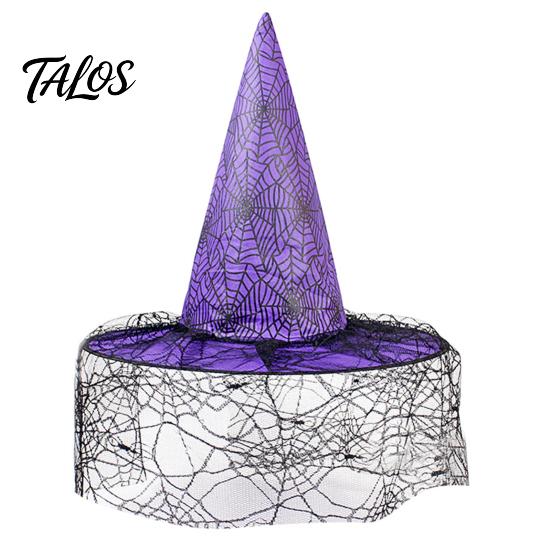 Decorative Wizard Hat Halloween Witch Hat, Adult Kids Cosplay Cone with Spider Black Web Star Decor, Gothic Party Costume Prop, Trick or Treat