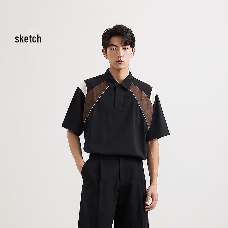 CROQUIS Мужская свободная футболка-поло H-силуэта с коротким рукавом XL