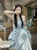 Women's Seaside Summer Backless Bandage Beach Dress with French Slip Design