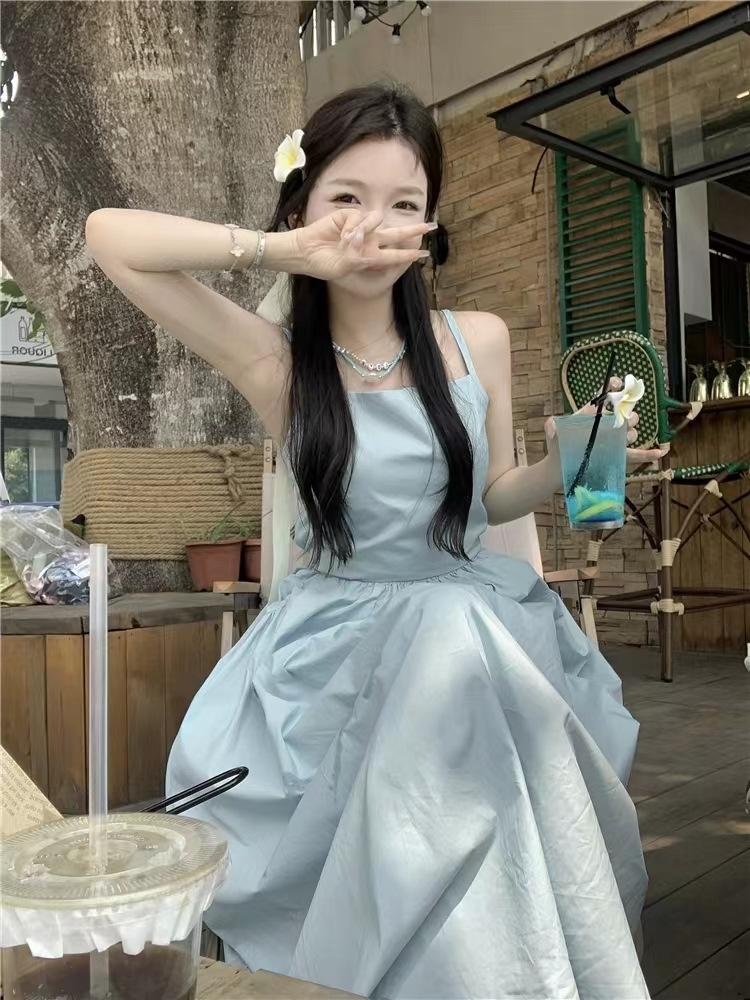 Women's Seaside Summer Backless Bandage Beach Dress with French Slip Design
