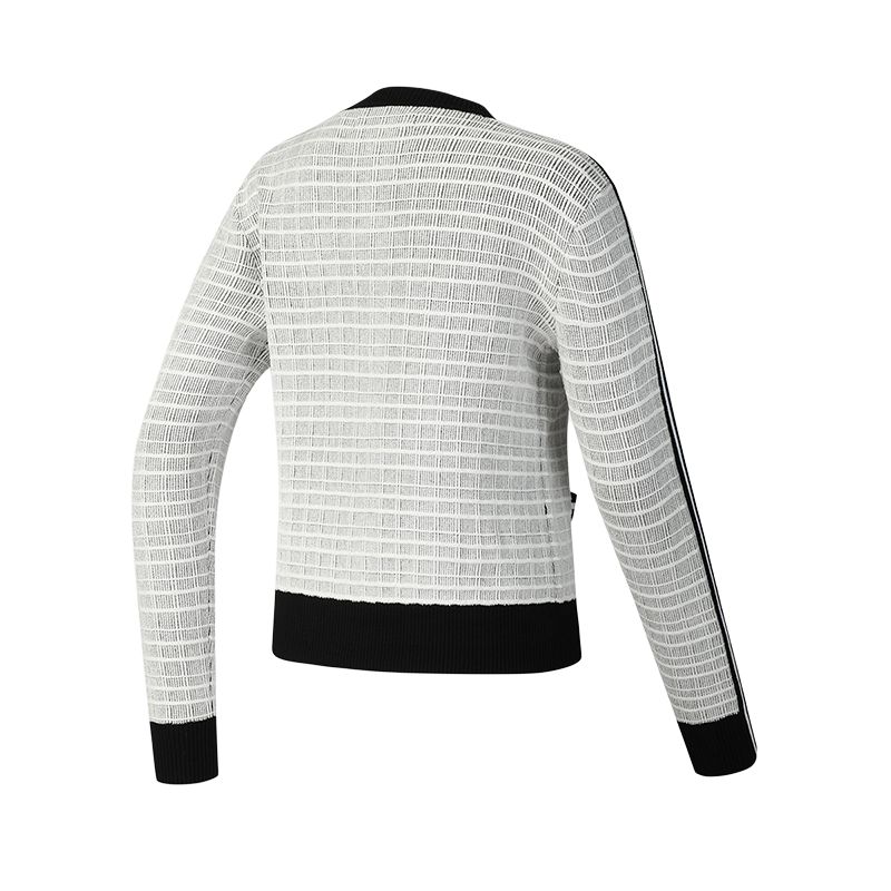 Fila Golf Series Striped Fashion Versatile Cardigan Sweater Women Sweater Jade-White A11W515410F-WT
