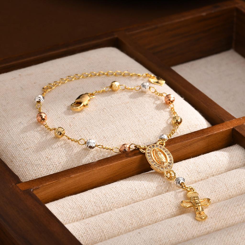Vnox Catholic Cross Rosary Bracelets For Women,virgin Mary Charm Finger Baptism Rosaries Bracelet For Baptism Favors Christening