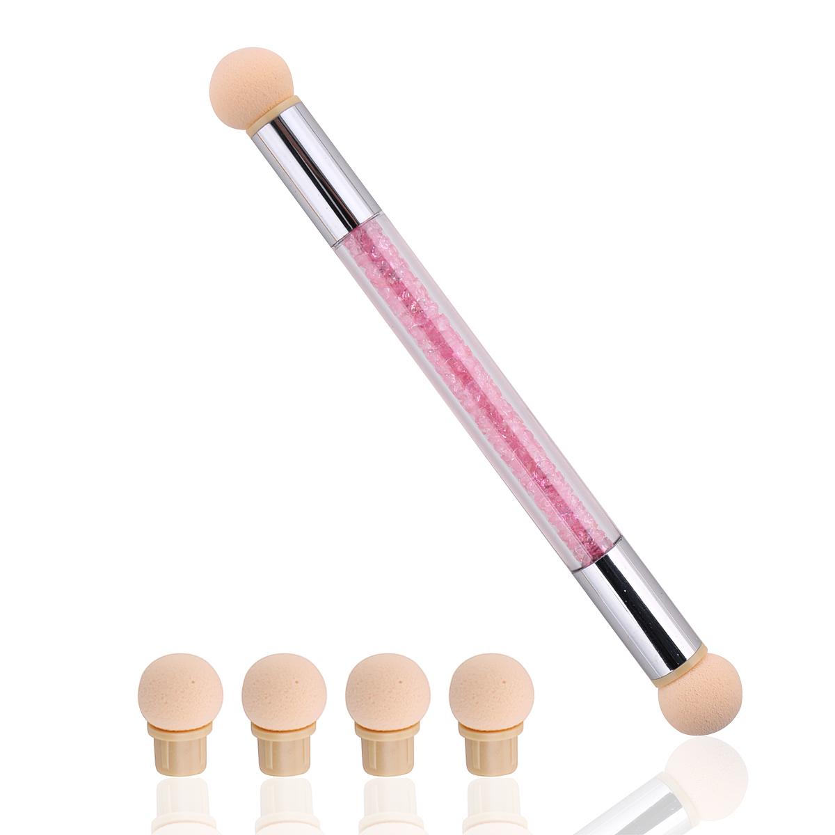 

Двусторонняя ручка для градиентной растушевки, точечная кисть, губка, ручка со стразами, кисть для дизайна ногтей, инструмент для рисования ногтей