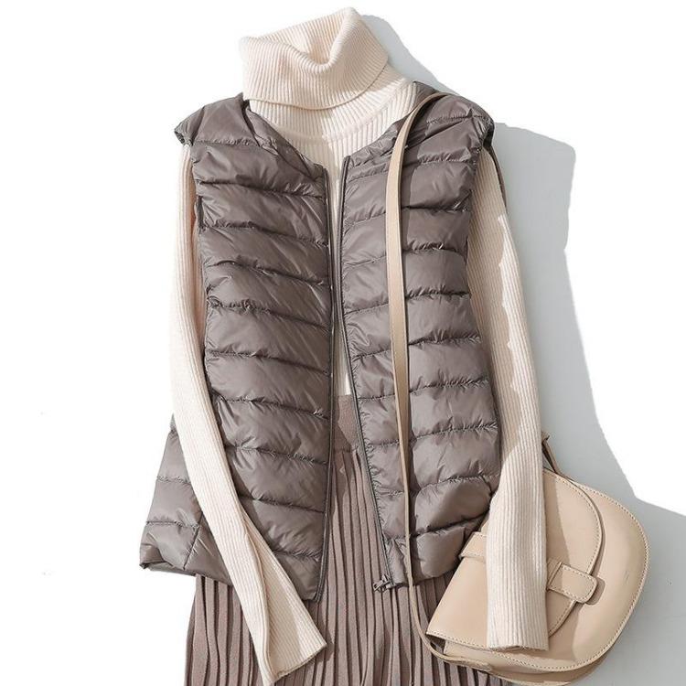 Women Sleeveless Down Jacket Ultra Light Down Vest Warm Waistcoat Windproof Womens Coat White Duck Down Lightweight XS