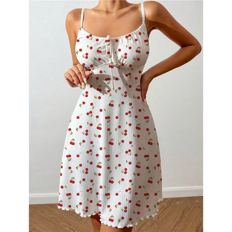 European & American Lace-up Heart Camisole Pajamas: Casual, Sexy Nightdress with Bow Tie Detail for Indoor & Outdoor Wear