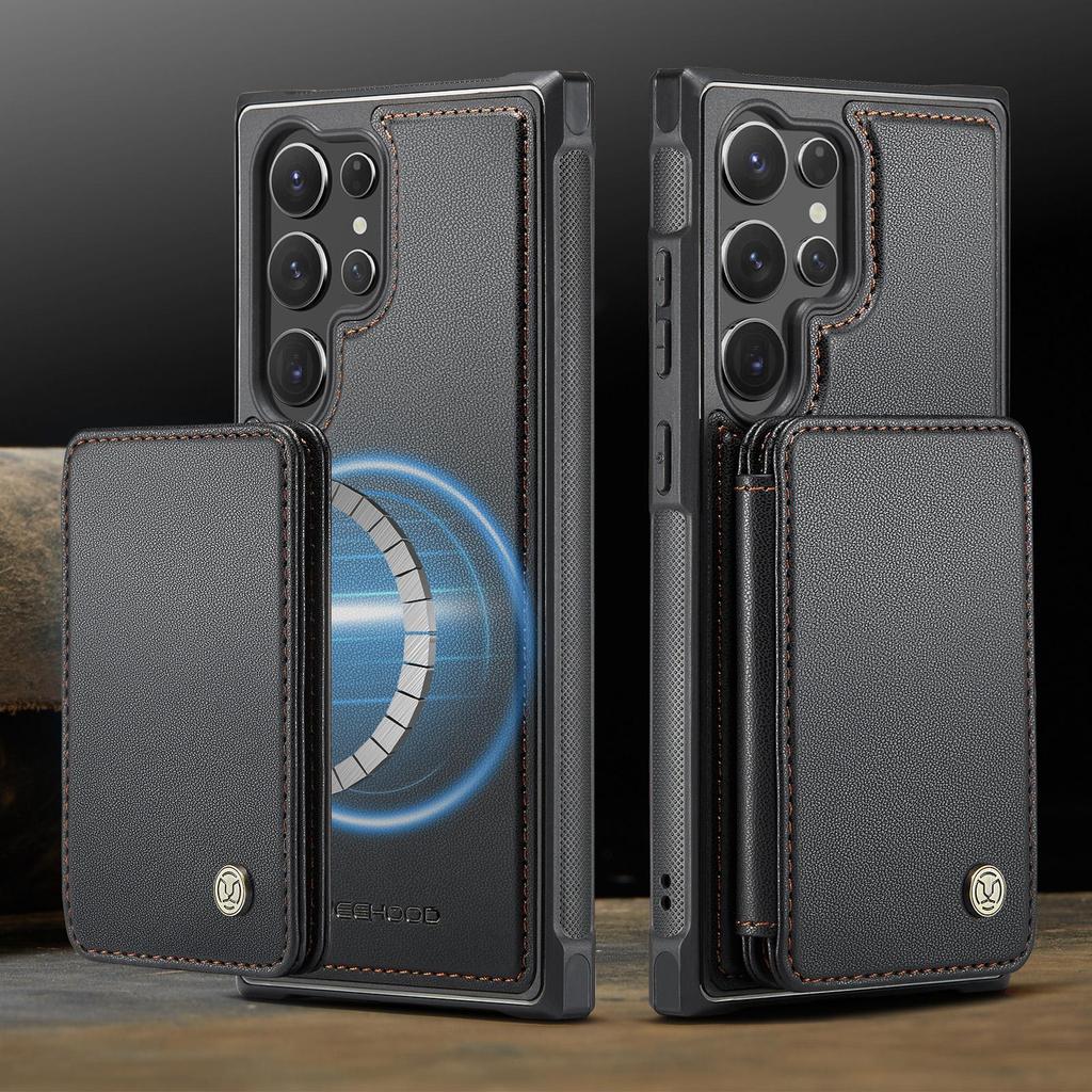 JEEHOOD-J05 for Samsung Galaxy S26 Ultra S25 S24 Plus FE Removable 2-in-1 Separable Flip Wallet Premium PU Leather Case Card Holder Phone Back Cover