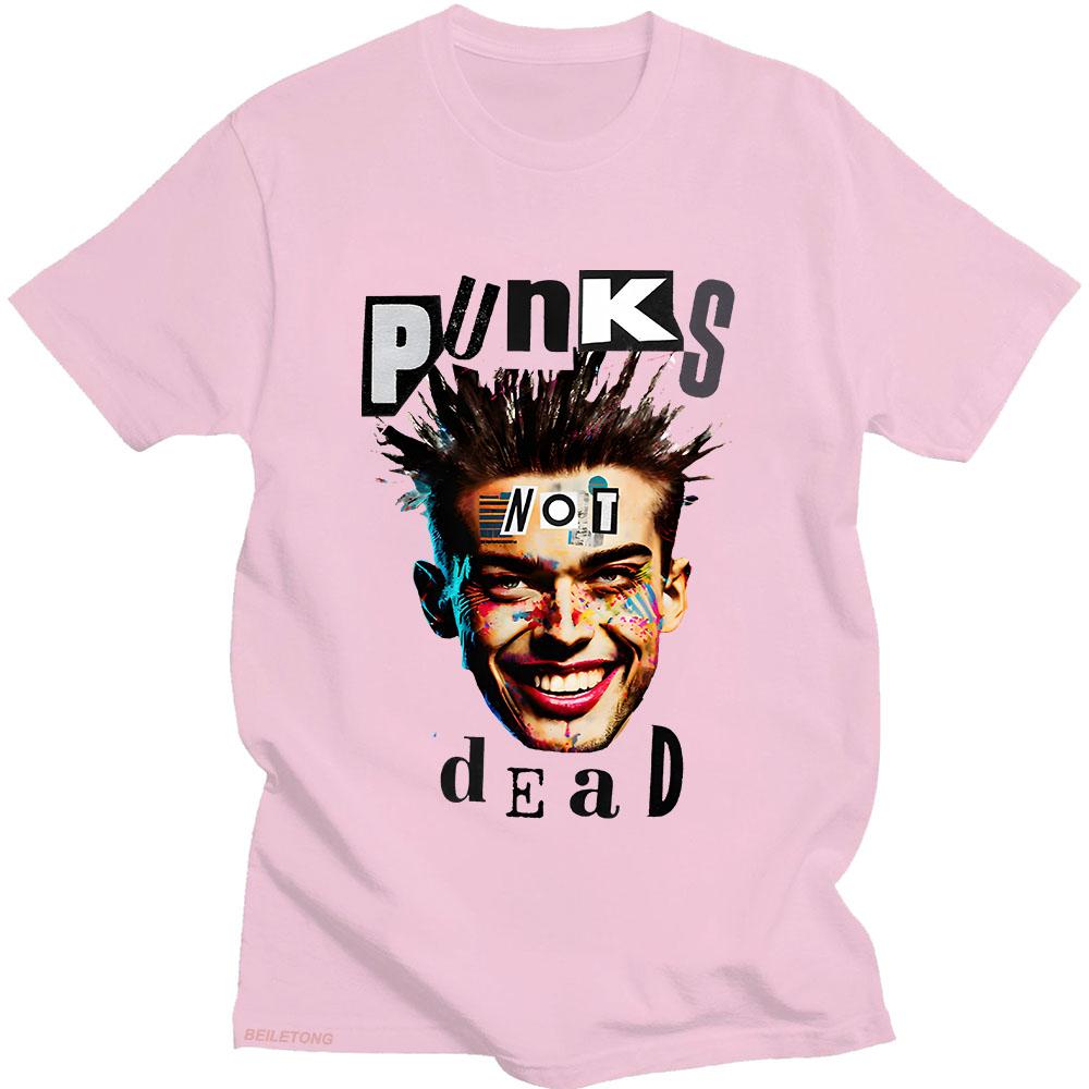 Funny Punks Not Dead T Shirt Funko Pop O-neck Hip Hop Tee-shirt Graphic Printing Punk Cotton Tshirt Ropa Hombre Fashion Clothing