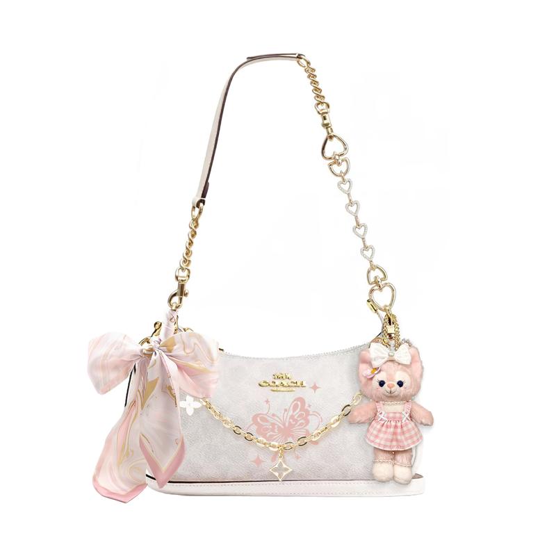 

COACH shoulder bag [Customized bag] Teri 25 brand micro-label detachable strap bow silk scarf extension chain printed Spring Desire Basic Model білий