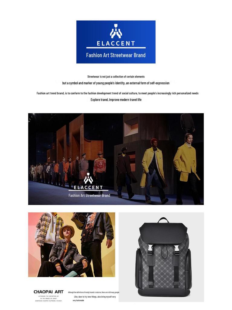 Men's Trendy High-End Business Laptop Backpack - Large Capacity Travel & Schoolbag with Old Flower Design