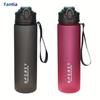 Duża pojemność Frosted Sports Water Bottle Grinkwell - Szczelna, Bez BPA, PC z Silikonową Słomką i Sznurkiem do Noszenia