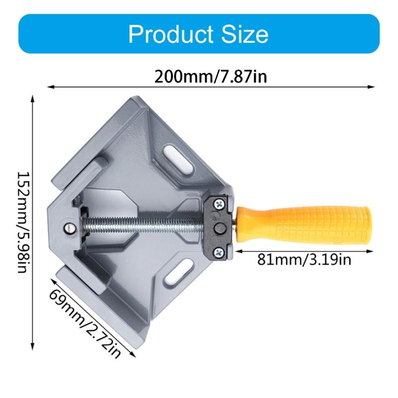 Easy To Use 90°Right Angle Clip for Woodworking Handcrafting Right Angle Clamp Reliable Steel Screw Comfortable Grip