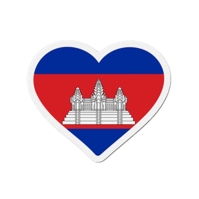 Aimant Coeur Drapeau Cambodge - Multicolore - 8 cm - 50 pièces - Résine synthétique - Mixte
