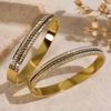 European and American Style Zirconia Inlaid Titanium Steel Plated Bracelet18k Gold Open Chain Wrap-around Simple Women's Hand Accessory, New Foreign
