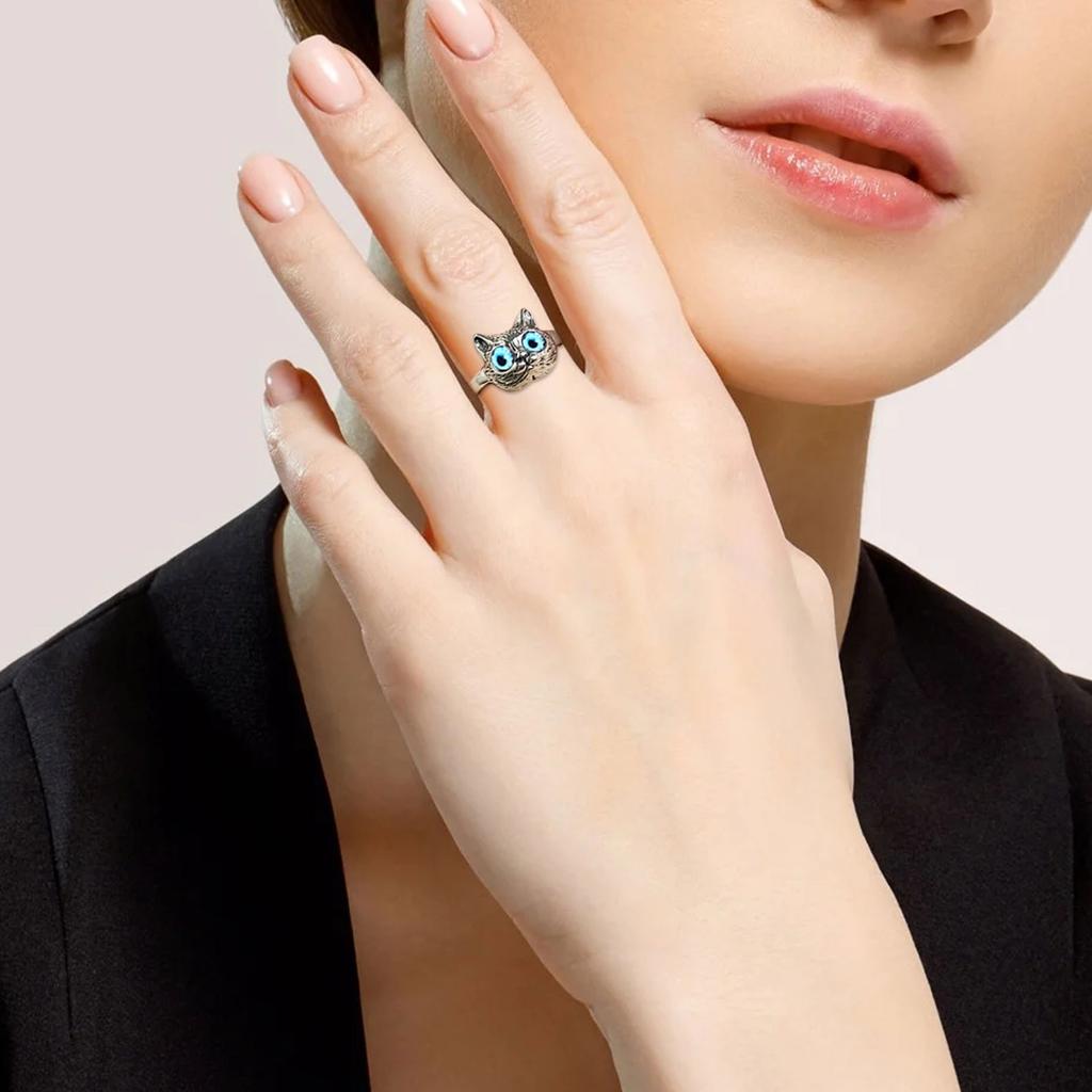 Cat Ring Gift Adjustable Ring Cat Face Ring Birthday Holiday Gift Accessories