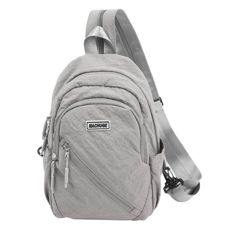 Nylon Multi-compartment Chest Bag Crossbody Backpack серый