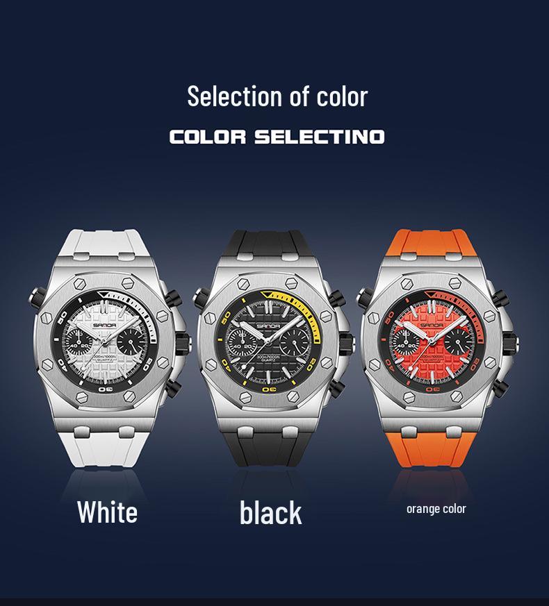 SANDA 7027 Luminous Waterproof Quartz Men's Wristwatch with Stud Accents