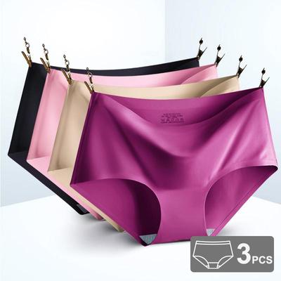 3 Pz/set Mutandine di Seta del Ghiaccio Senza Soluzione di Continuità per Le Donne Slip Intimi Comfort di Grandi Dimensioni a Vita Media M-XXL Opzioni di Colore Multiplo Lingerie