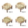 Serving Tray Dessert Plate Rustic Round Woven Storage Basket Fruit Rack for Coffee Table Dining Room Kitchen Picnics Living Room