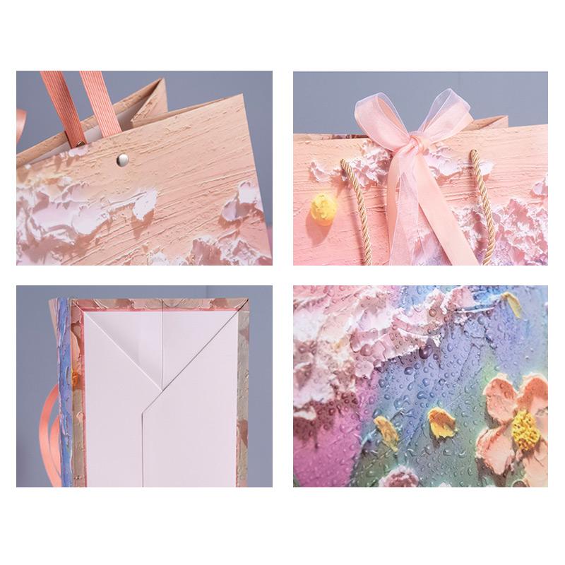 1PC Colorful Printed Flower Paper Bags Ice Cream Handbag Creative Gifts Packaging Bag Party Baby Shower Wedding Favours Boxes