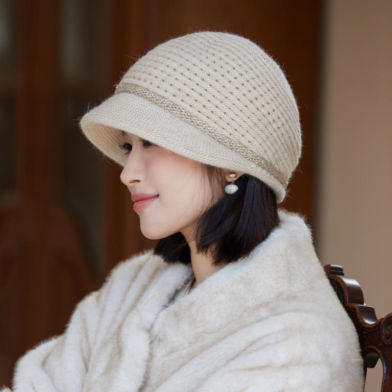 Women's Autumn and Winter Wool Hat French Beret Warm Ear Protection Windproof Piled Thickened Knitted Hat