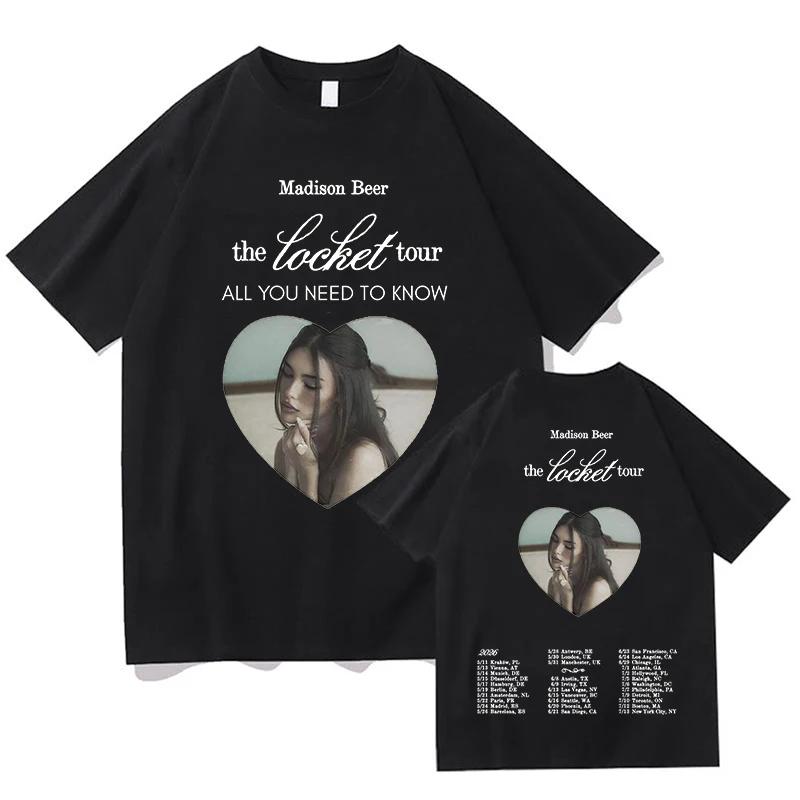 

Madison Beer Locket T-Shirts Pure Cotton Fashion Casual Aesthetic Graphic Unisex Fans Shorts Sleeve Summer Tops Tees Streetwear S чёрный