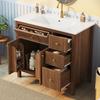 91cm Bathroom Cabinet with Ceramic Sink, Freestanding Vanity Unit