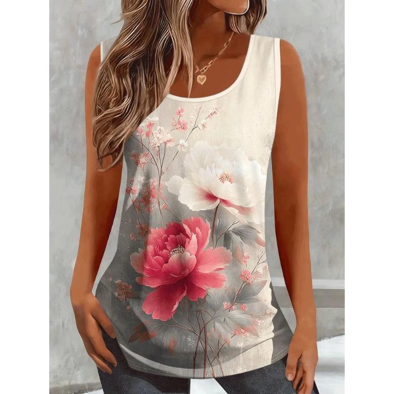 T-shirt da Donna Estiva Senza Maniche Stampa 3D Moda Versatile Traspirante Tendenza Casual