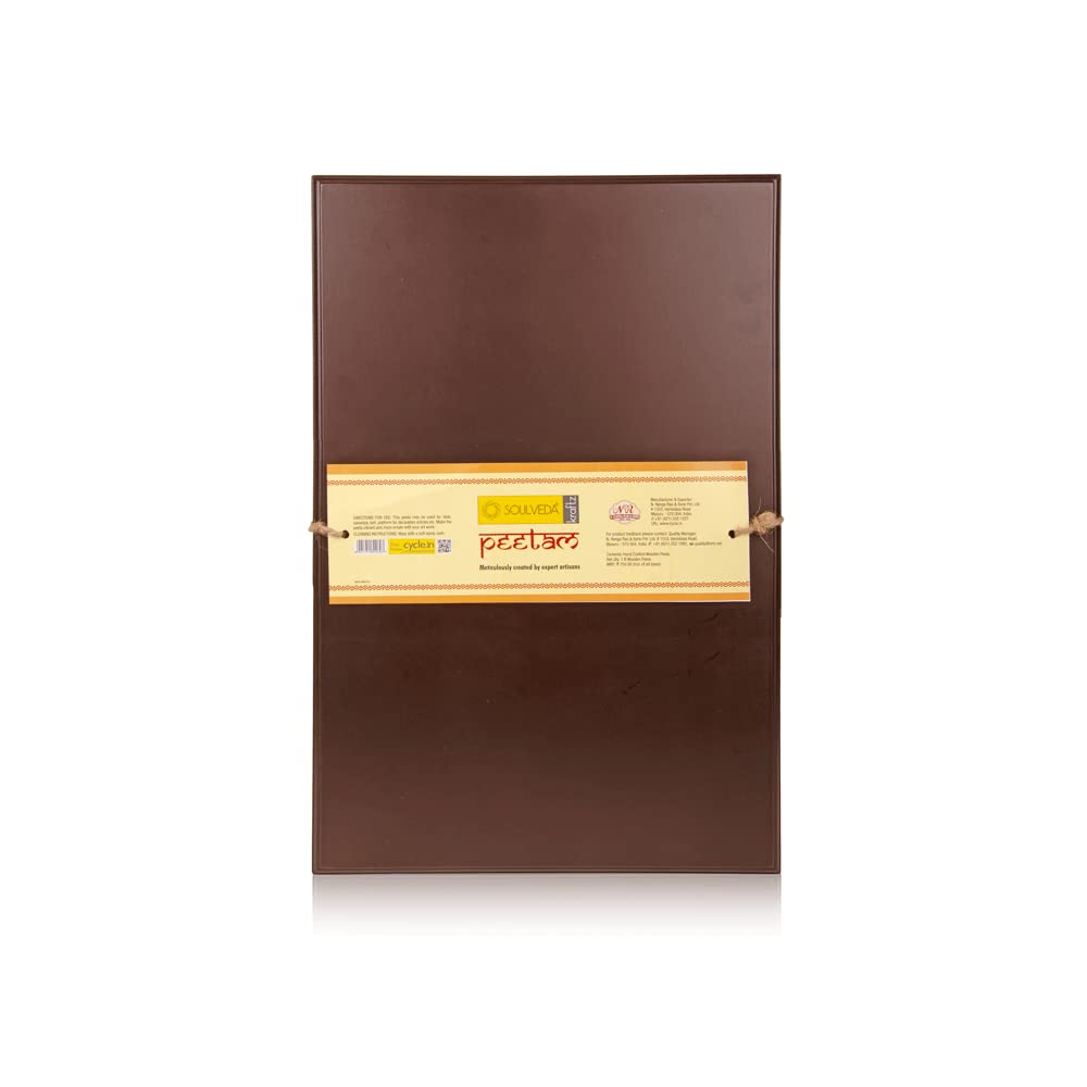 Soulveda Kraftz Handgefertigtes Holz Puja Peeta Kombipack Großer & Kleiner Hocker für Götzen und Feste