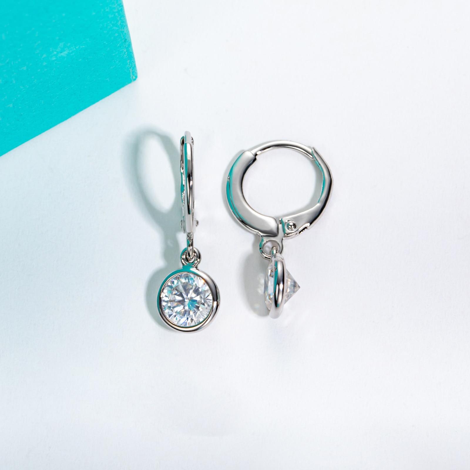 

D Color 6,5 мм 2cttw D Color Муассанит Висячие серьги Стерлингового серебра 925 пробы Позолоченные серьги-кольца для женщин белый