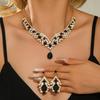 Vintage Evening Dress Jewelry Set: European & American Floral Necklace and Earrings