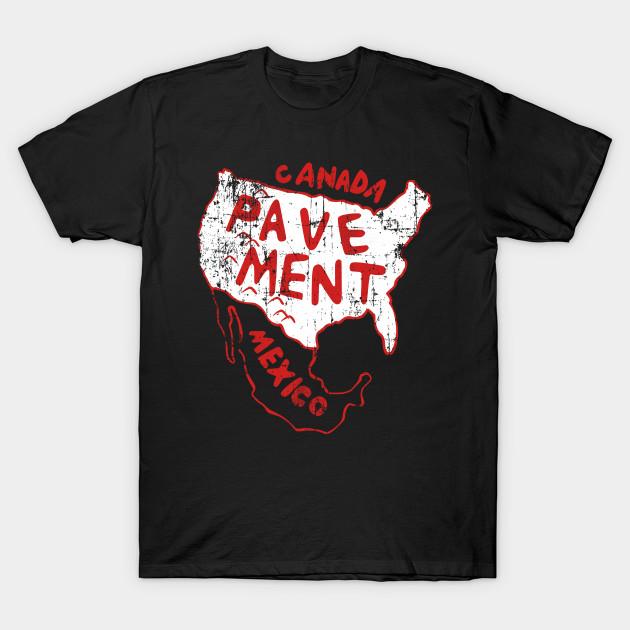 

Men Black Print T-shirt Pavement Band - Canada Mexico (Distressed Red White) No-Cut Transfer Paper Print Cotton Tshirt M чорний