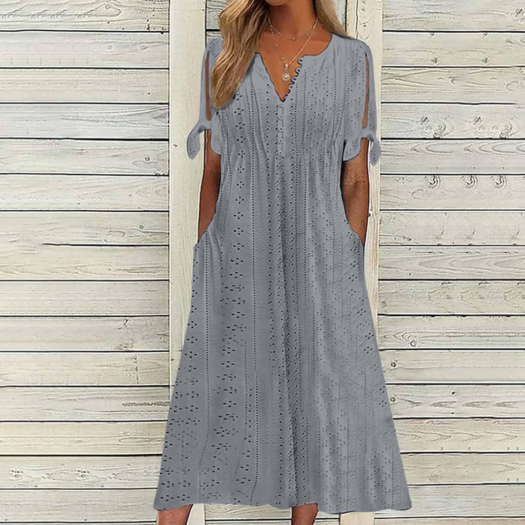 2026 Spring/Summer V-Neck Lace Ruffle Dress - Slimming High Waist Women's European-American Style