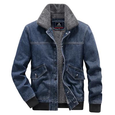 Denim Jacket Men's Winter Casual Tooling Men's Jacket Loose Velvet Lapel Retro Denim Top