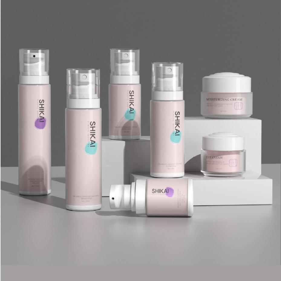 100ml/120ml Frosted Double-Layer Serum Lotion Spray Bottle Set 30g Cream Jar; Pink Frosted Bottle