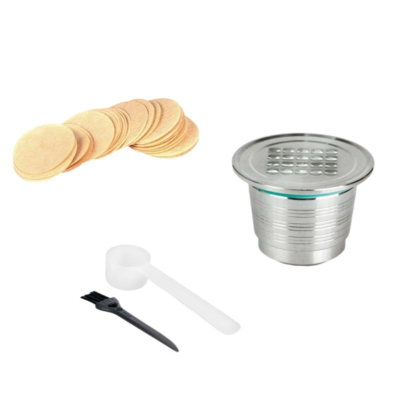 Coffee Capsules Accessories Set with Stainless Steel Spoon Filter Paper and Cleaning Brush for Easy Brewing Maintenance