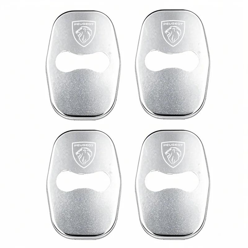 Autocollant de Voiture 2025 Chaud 4 Pièces Boucle de Verrouillage de Porte de Voiture Housses de Protection Couvercle en Alliage de Zinc Pour Peugeot 408 4008 308 3008 Rifter 5008 508