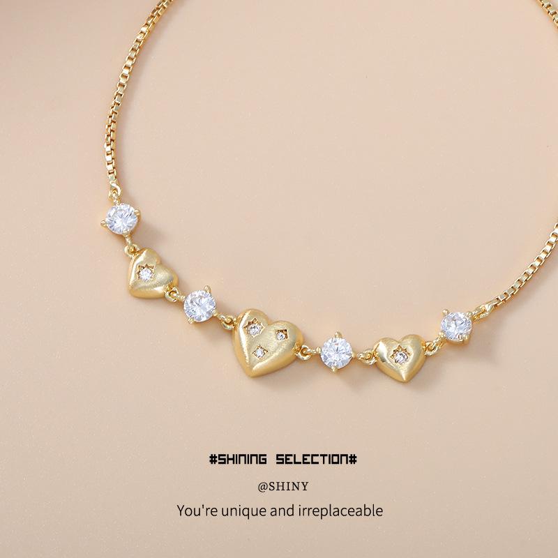 Elegant Zircon Heart Drawstring Bracelet - Luxurious, High-End Jewelry for Women