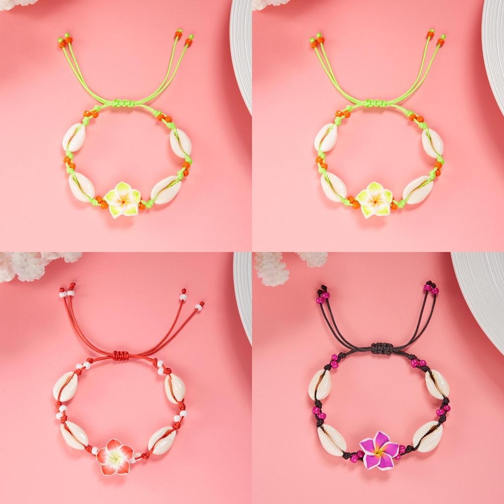 Elegant Soft Clay Floral Shell Necklace With Adjustable Chain For Holiday Gift And Casual Wear