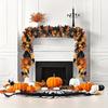 Halloween Wreath with Gothic Maple Leaves & Pumpkin Vines with Spider Accent for Spooky Fall & Fireplace Decor Halloween Garland